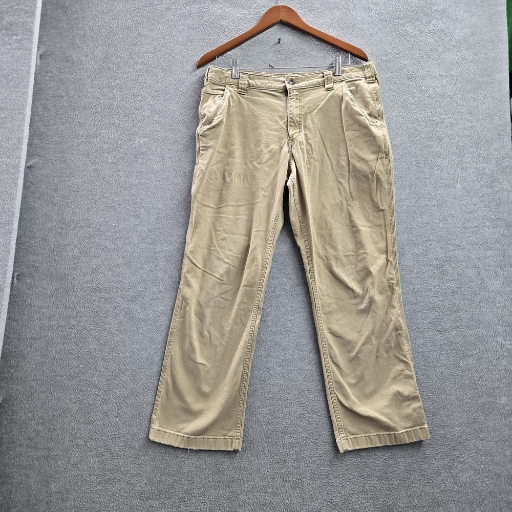 Carhartt Men Pants 34X30 Khaki Rigby Carpenter Canvas Work Relaxed 26" Inseam